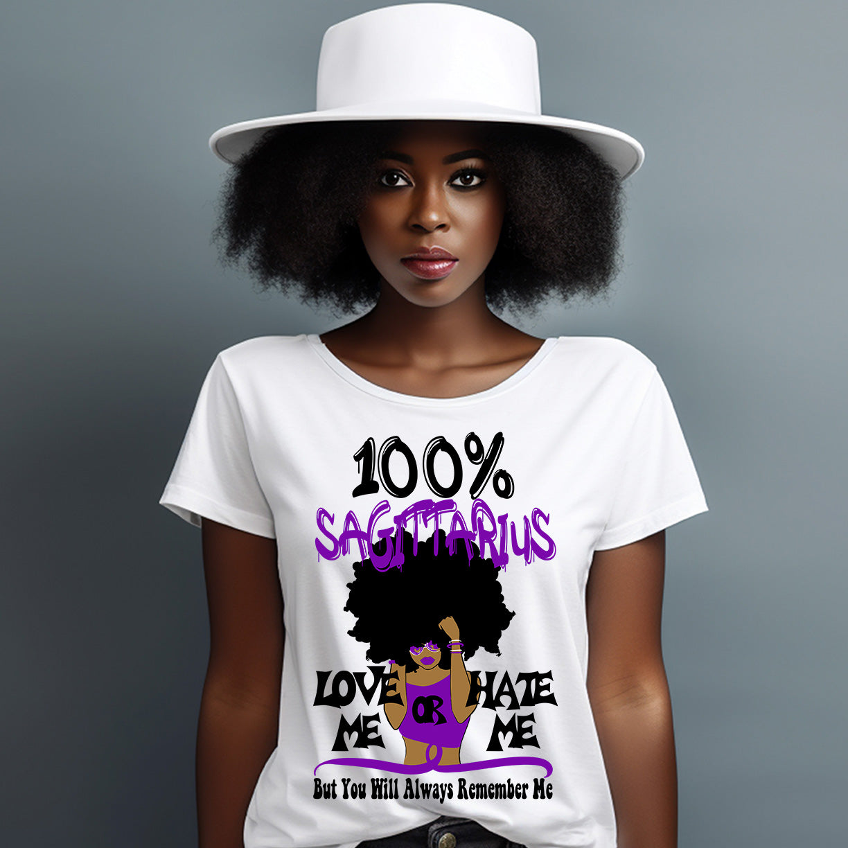 100% Sagittarius DTF Transfer - Purple