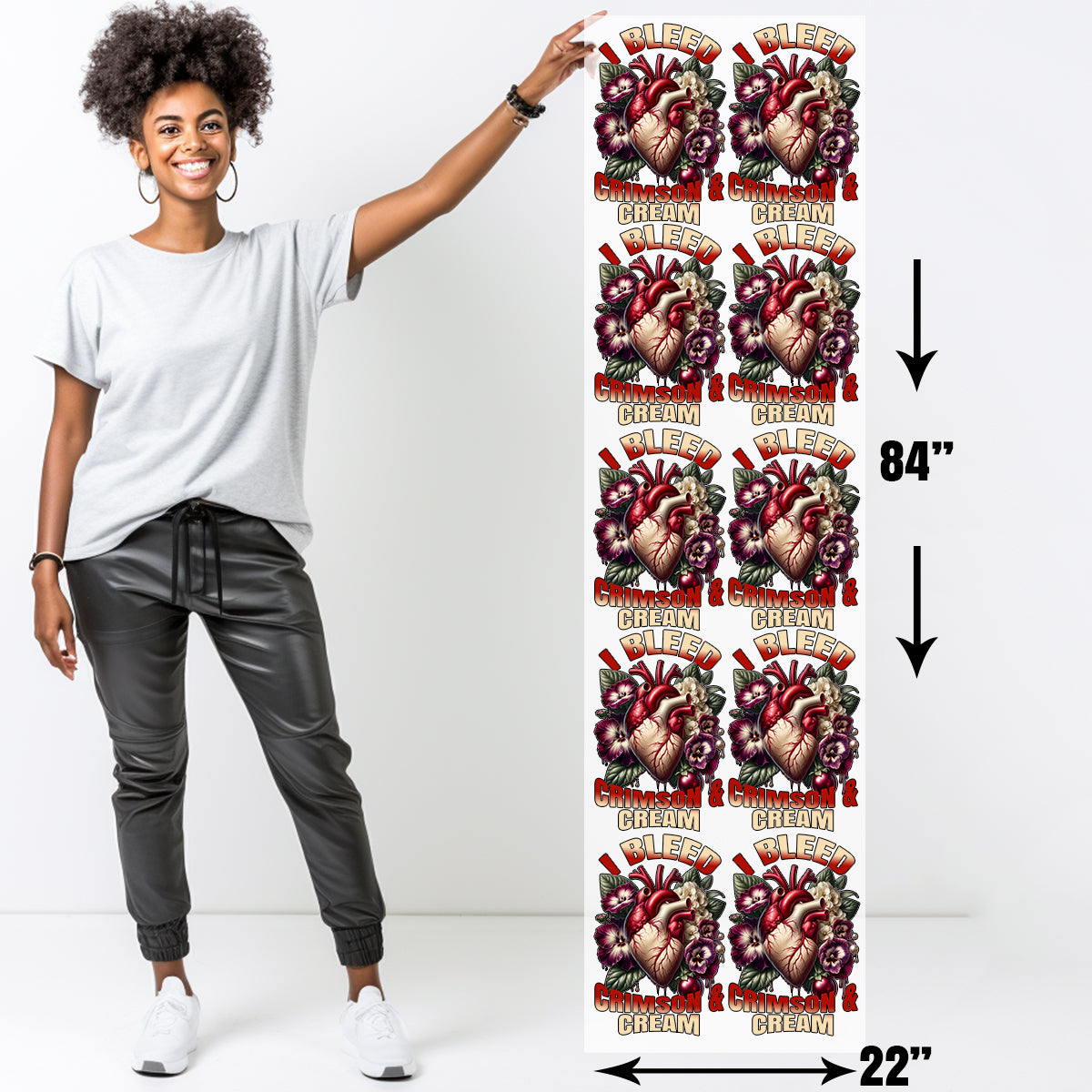 I Bleed Crimson and Cream DST DTF Transfer-22x84