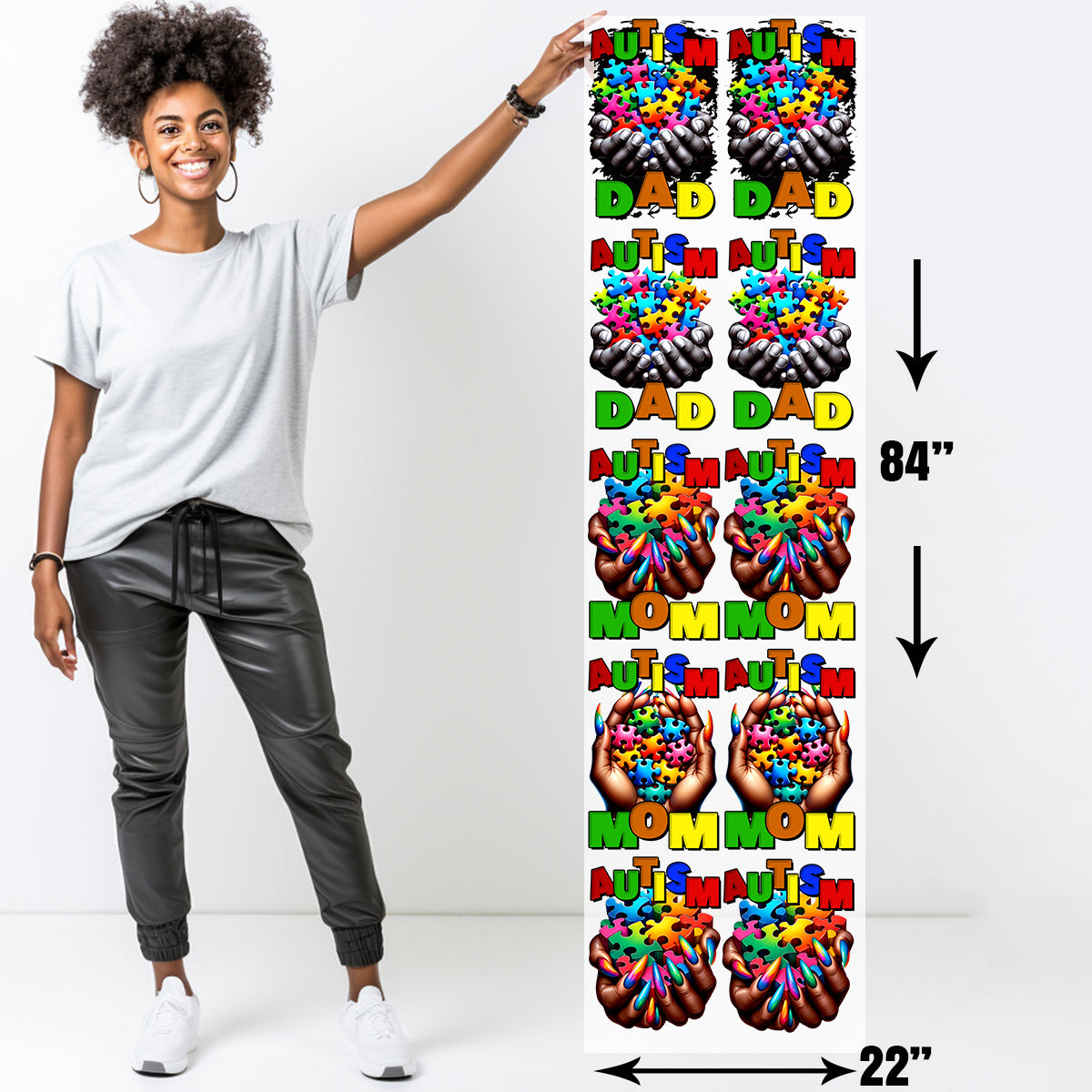 Autism Gang Sheet DTF Transfer-22x84
