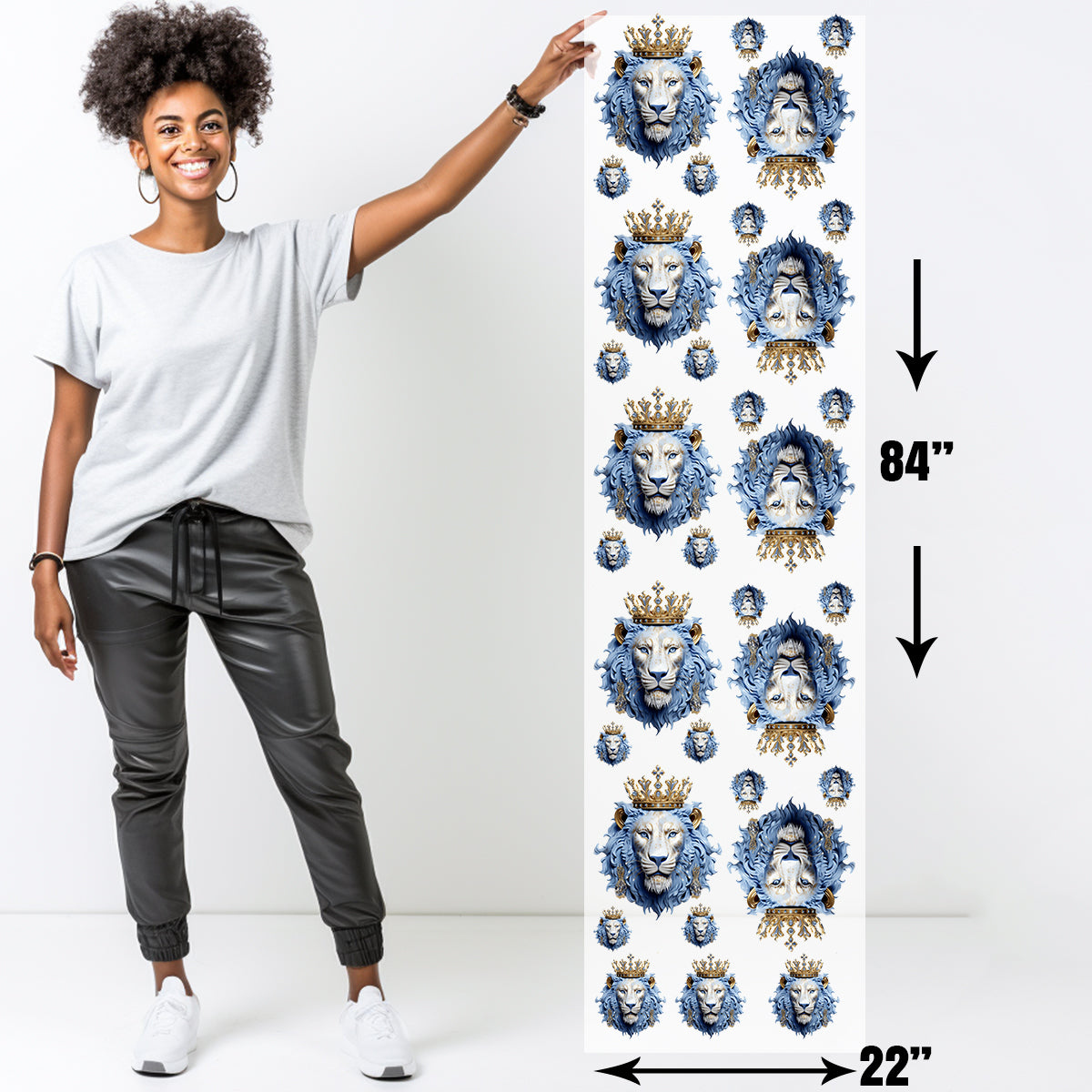 Lionhead Light Blue DTF Transfer-22x84