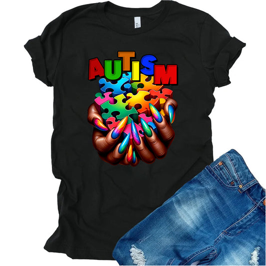 Autism Womans Hand Down DTF Transfer