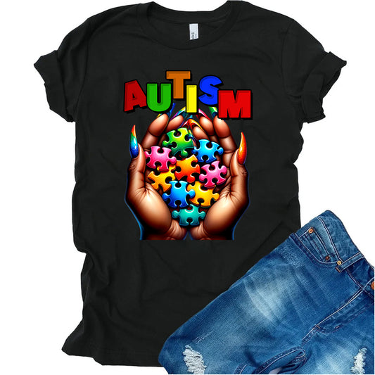 Autism Womans Hand Up DTF Transfer