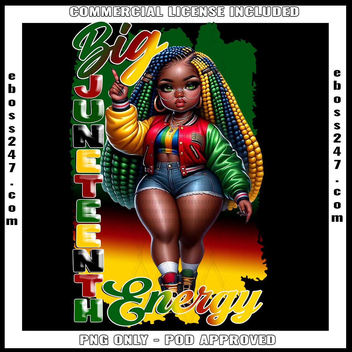 Big Juneteenth Energy Braids DTF Transfer