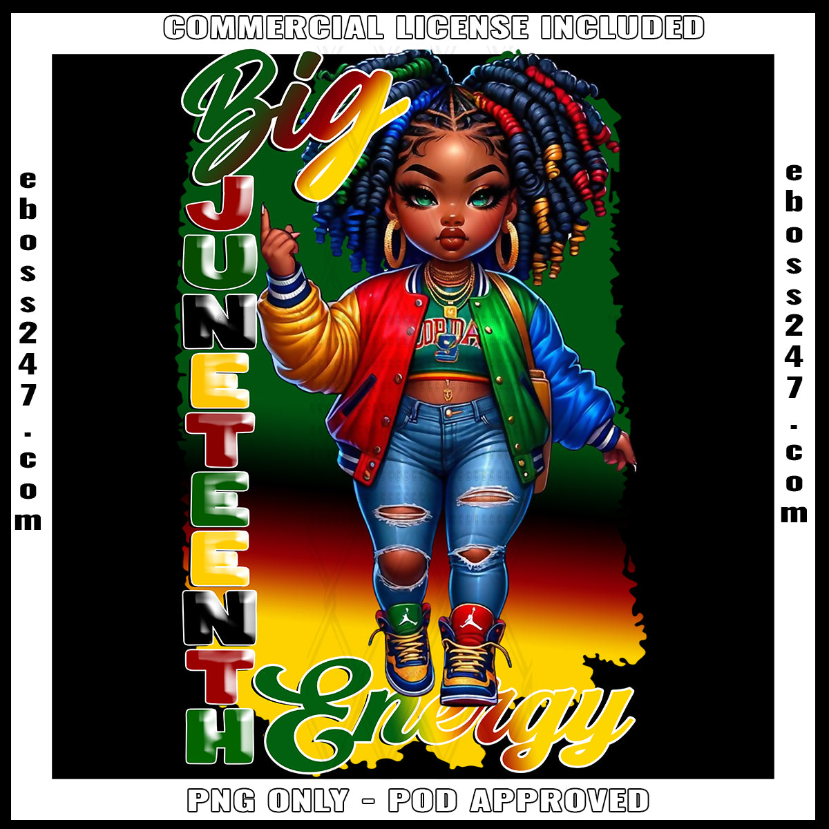 Big Juneteenth Energy Locs DTF Transfer