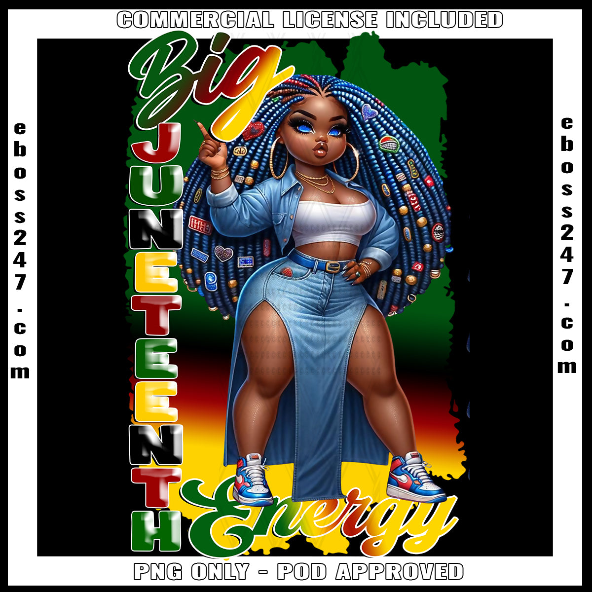 Big Juneteenth Energy Denim Skirt DTF Transfer