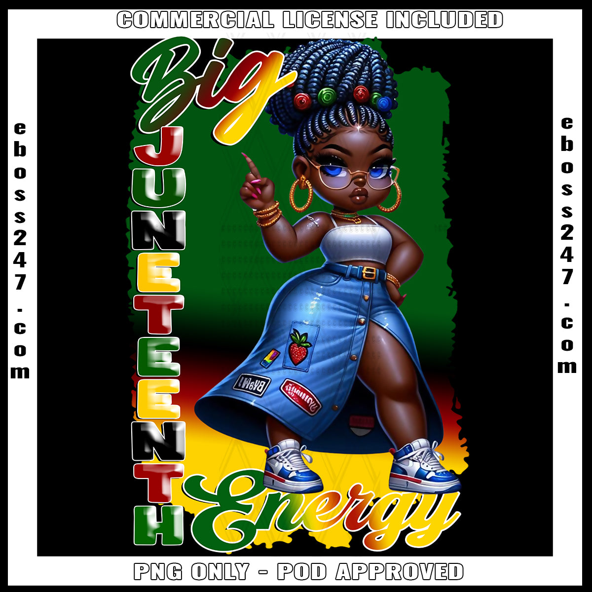 Big Juneteenth Energy Denim Skirt DTF Transfer