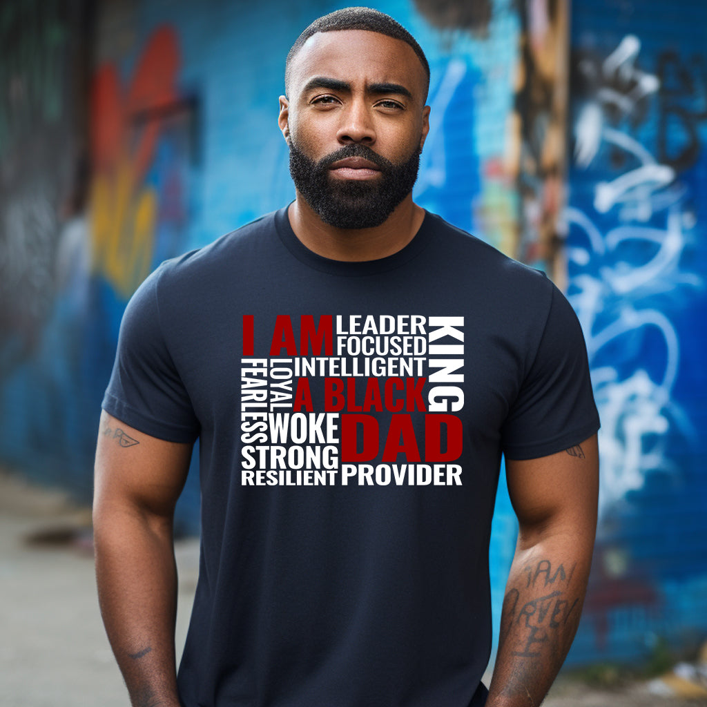 I am A Black Dad Words DTF Transfer