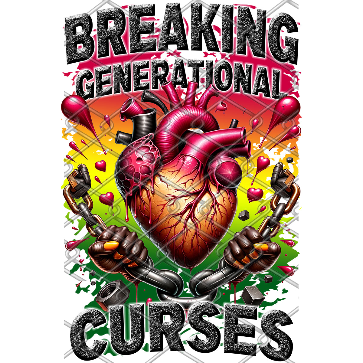 Breaking Generational Curses Woman Fist Breaking Chains DTF Transfer