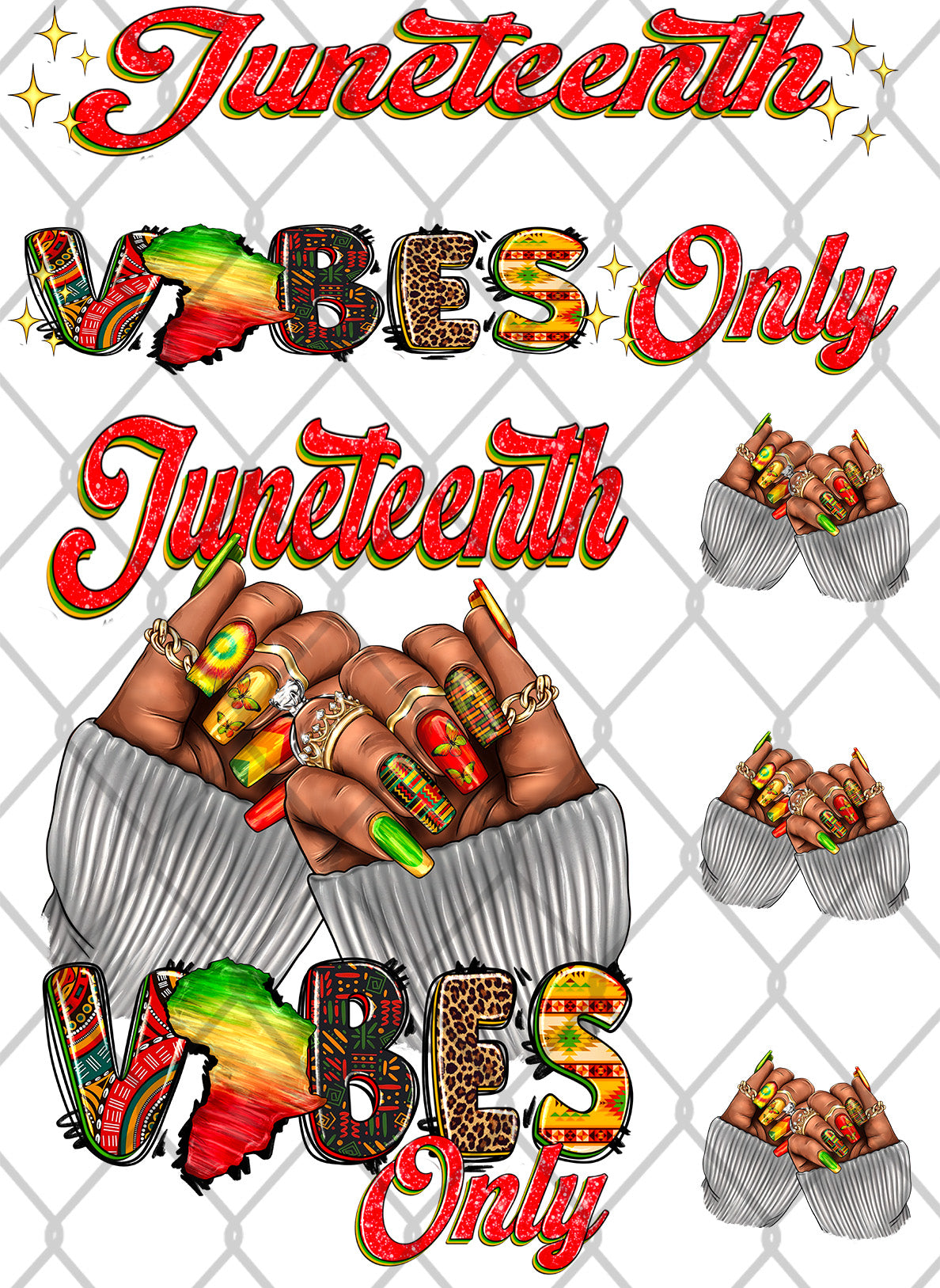 Juneteenth Vibes Nails DTF Transfer Kit