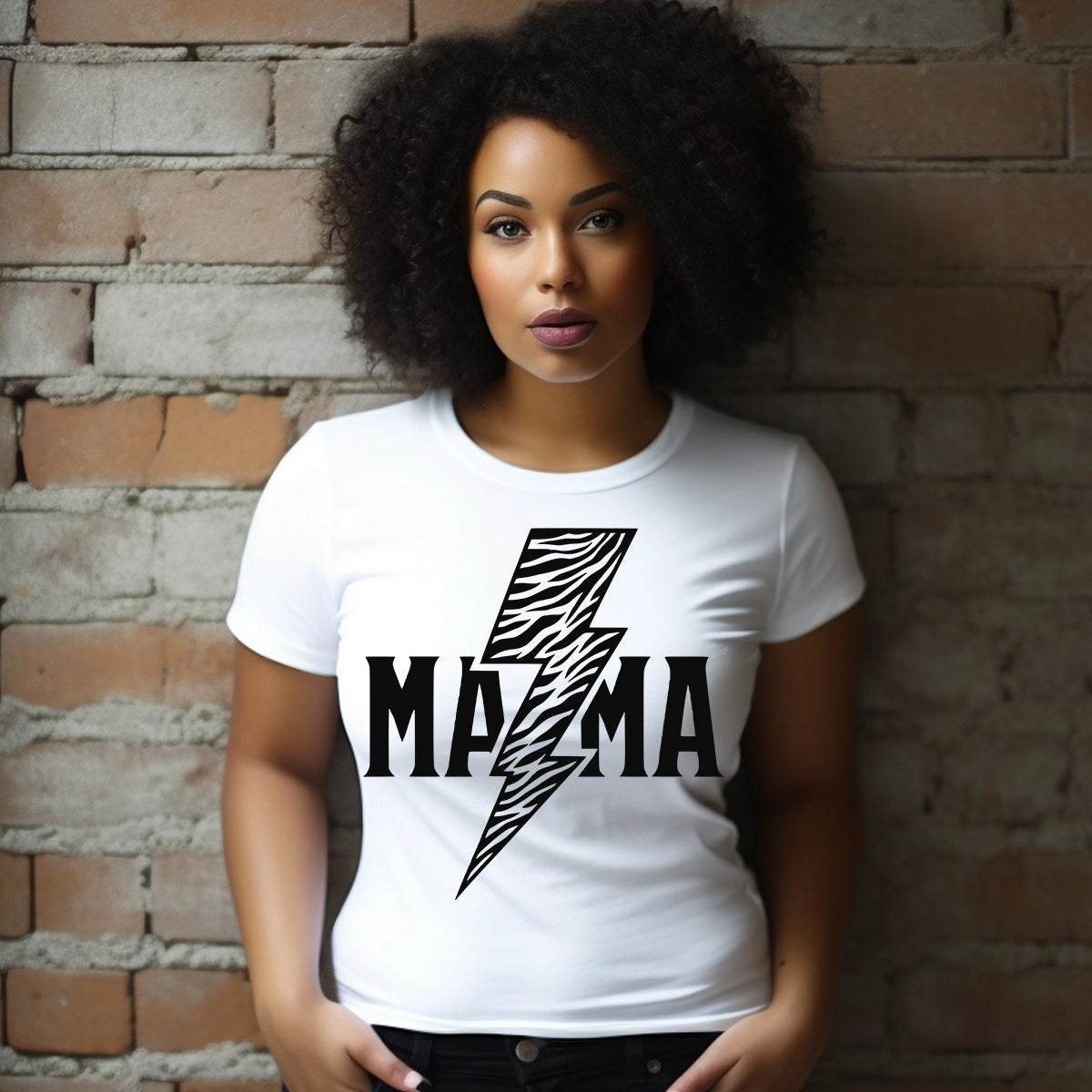 Mama Lightning Bolt Zebra DTF Transfer