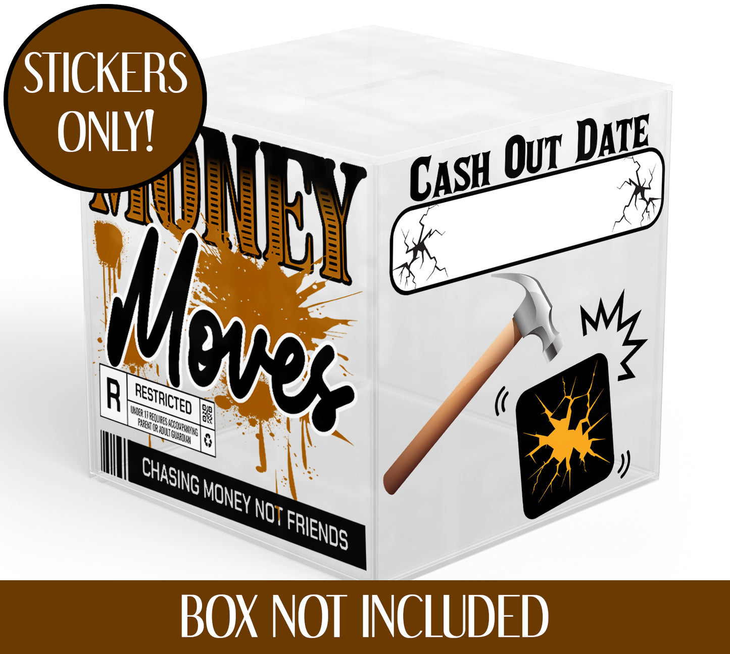 Money Move Womans Hand Smash Box UV DTF Stickers - 22x24