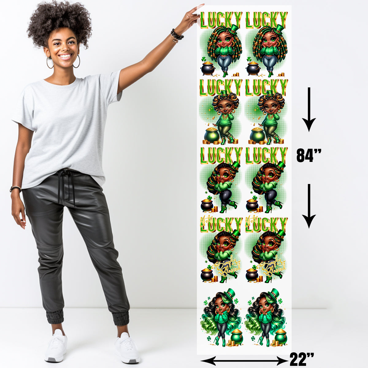 St. Patricks Mixed Chibi Girl DTF Transfer Gang Sheet 22x84