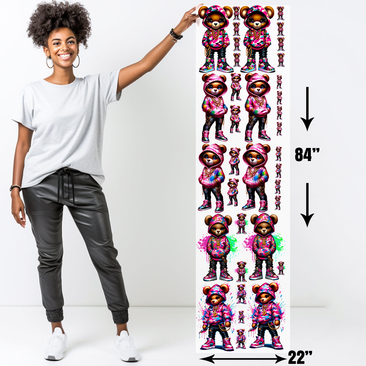 Girl Bears Mixed DTF Transfer Gang Sheet 22x84