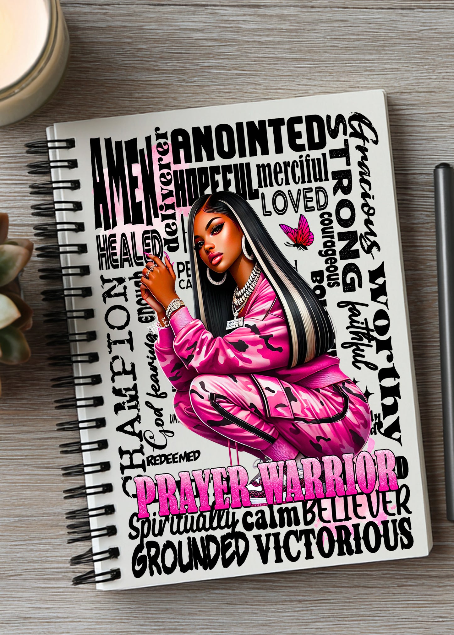 Pink Camo Prayer Journal UV DTF Sticker