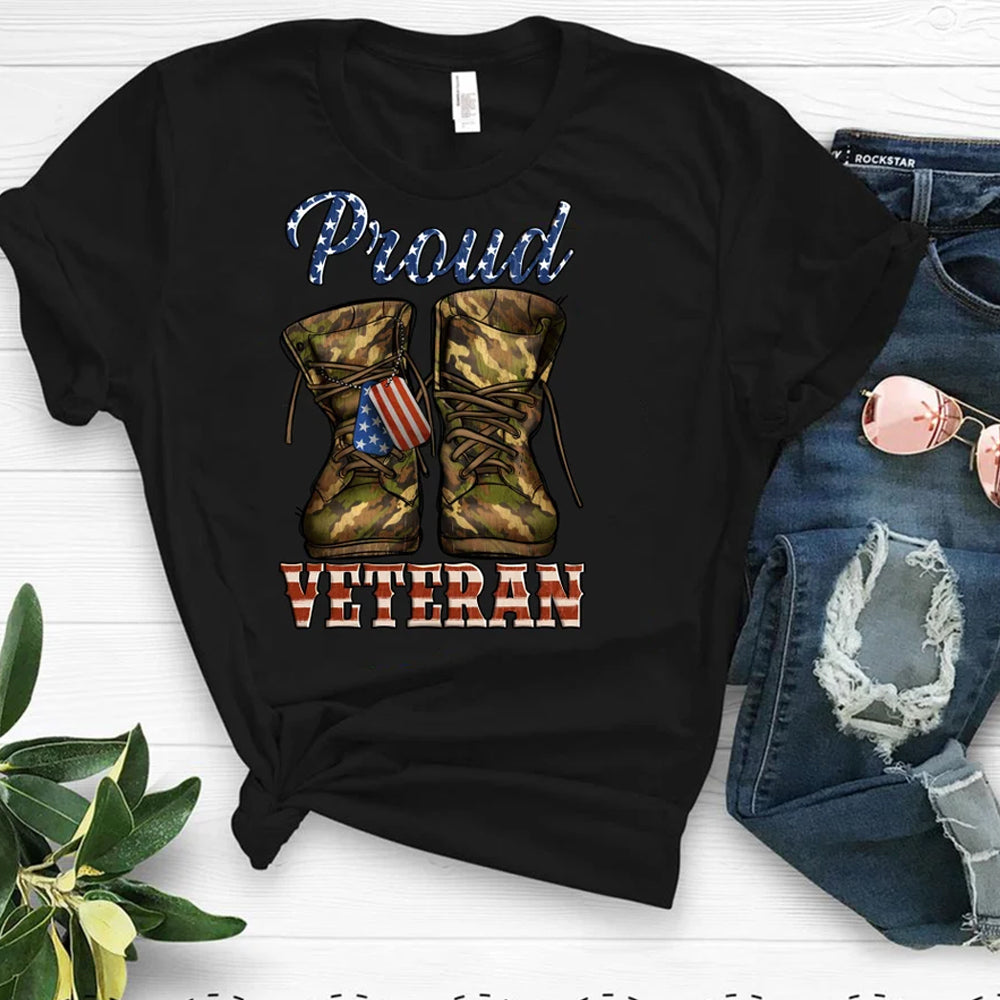 Proud Veteran Camo Boots DTF Transfer