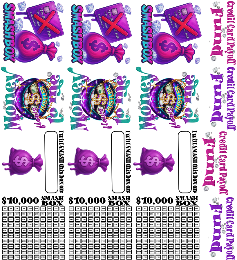 Credit Card Debt Payoff Fund Smash Box UV DTF Stickers - 22 x24