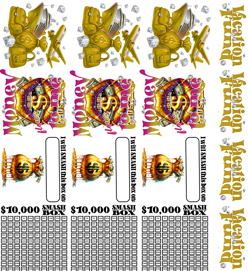 Vacation Fund Smash Box UV DTF Stickers - 22 x24