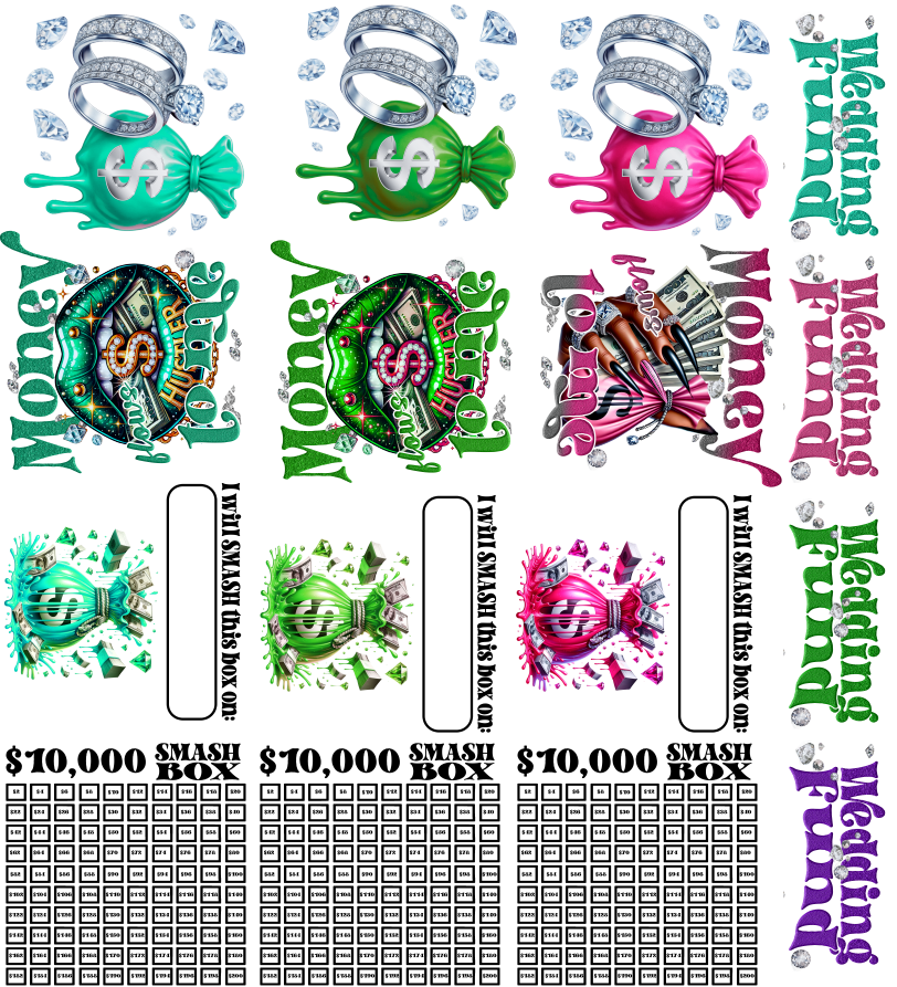 Wedding Fund Smash Box UV DTF Stickers - 22 x24