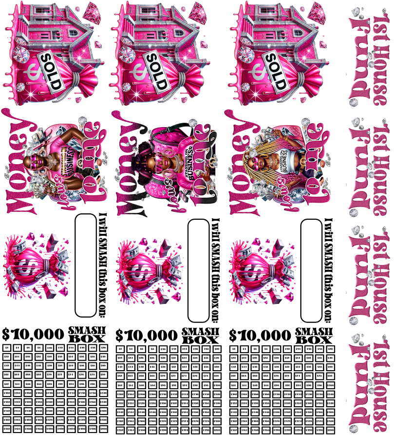 Homebuying Fund Smash Box UV DTF Stickers - 22 x24 Gang Sheet