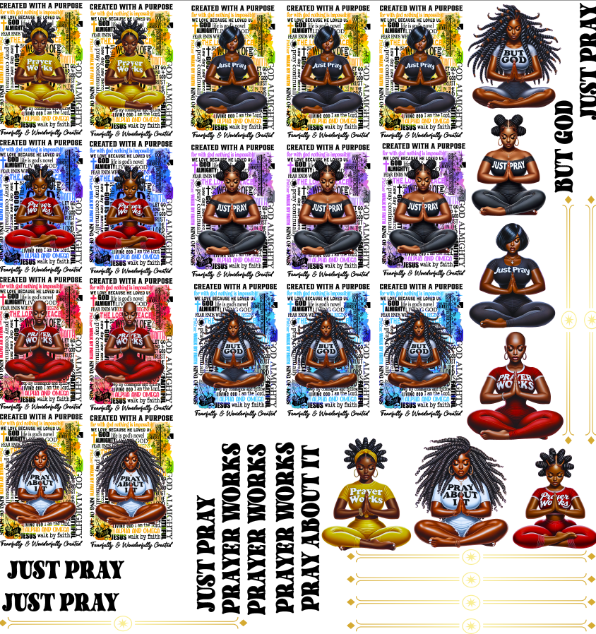 Prayer Dolls Journal & Mug UV DTF Stickers - 22 x24 Gang Sheet