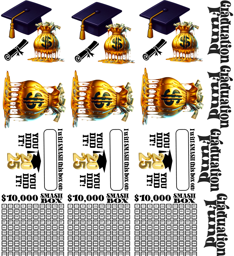 2025 Graduation Smash Box UV DTF Stickers - 22x24