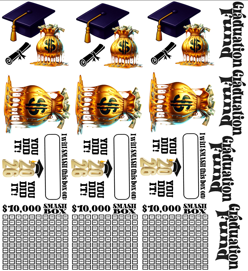 2026 Graduation Smash Box UV DTF Stickers - 22x24