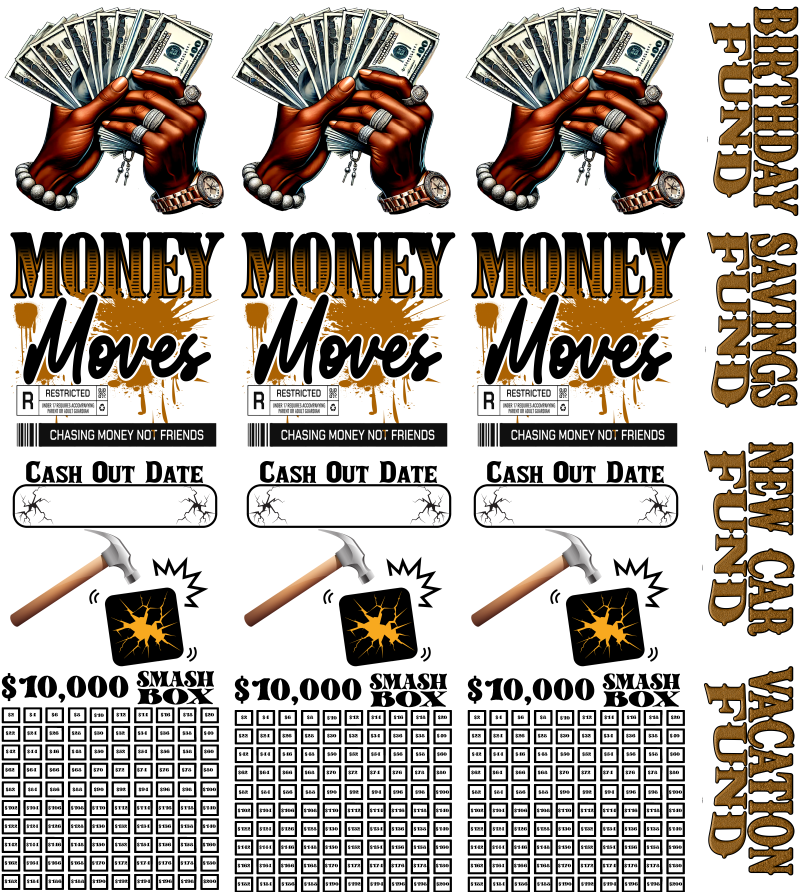 Money Move Mans Hand Smash Box UV DTF Stickers - 22x24