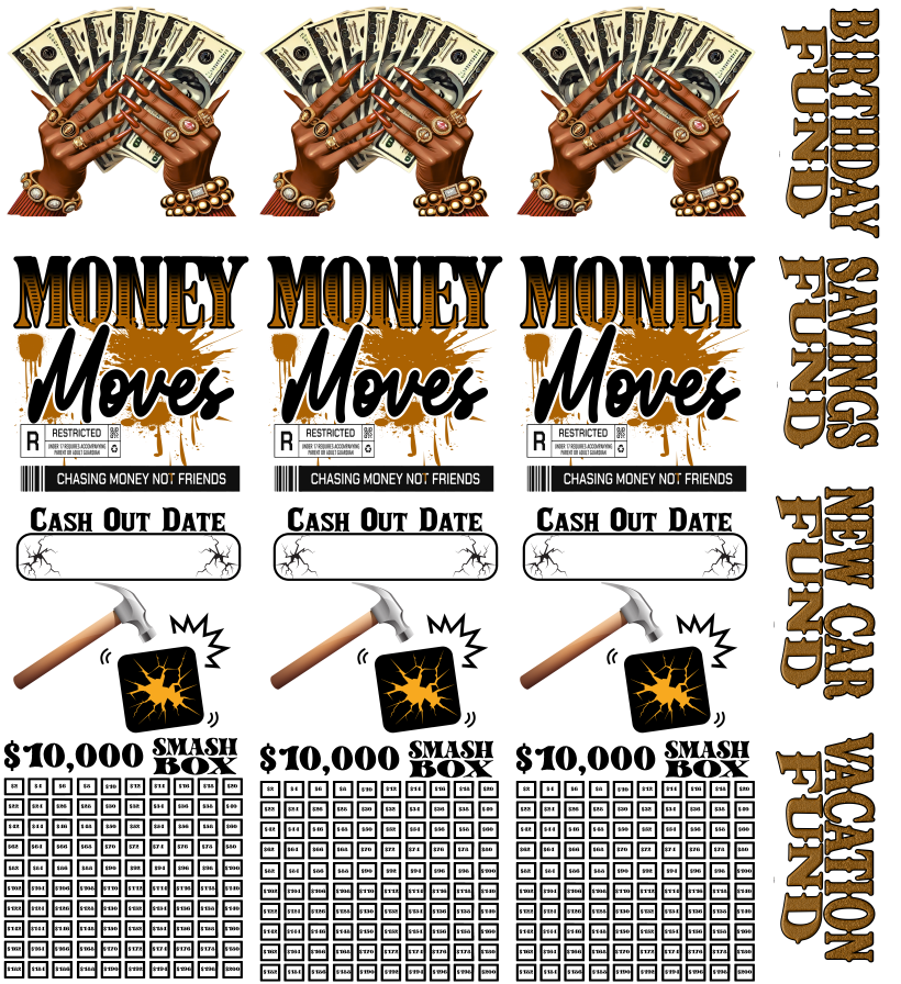 Money Move Womans Hand Smash Box UV DTF Stickers - 22x24