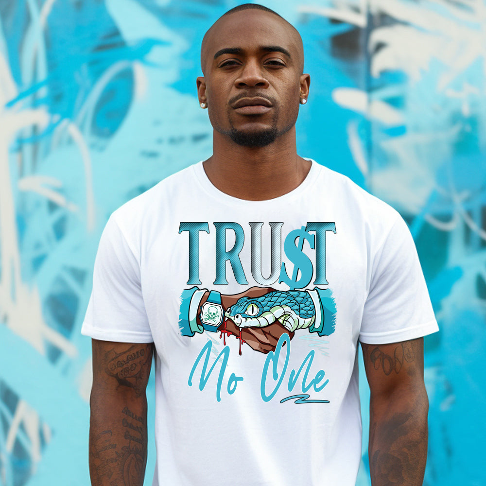 Trust No One Light Blue Snake DTF Transfer