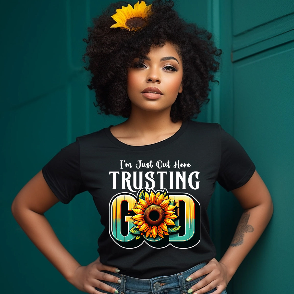 Trusting God Sunflower DTF Transfer