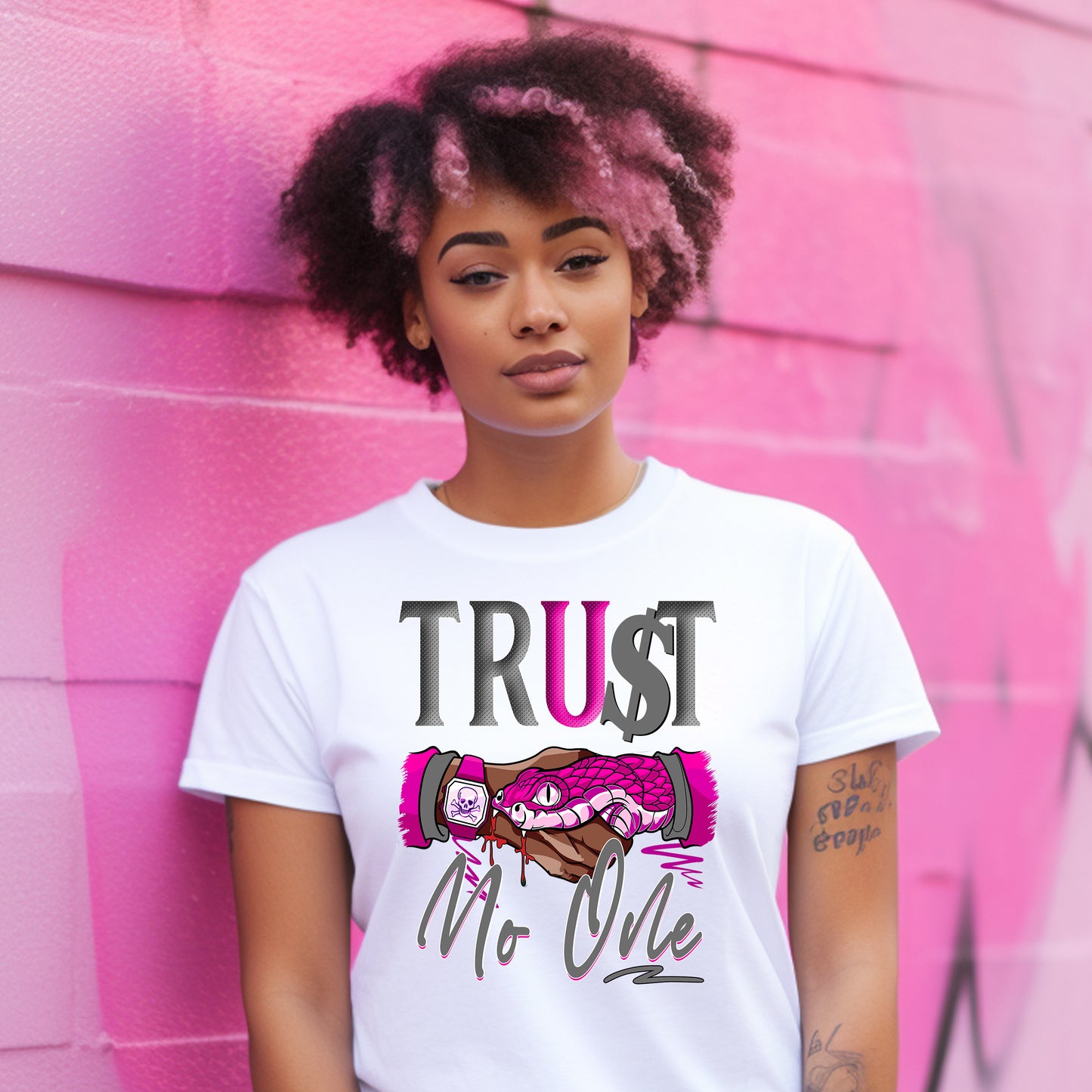 Trust No One Fuchsia Snake DTF Transfer