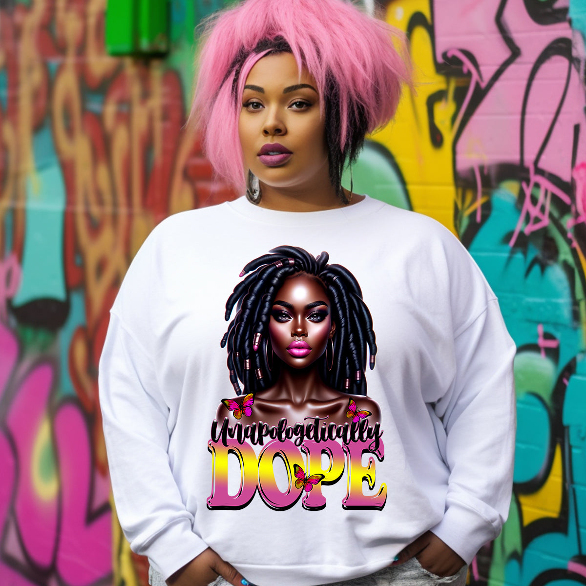 Unapologetically Dope Woman Dreadlocks DTF Transfer