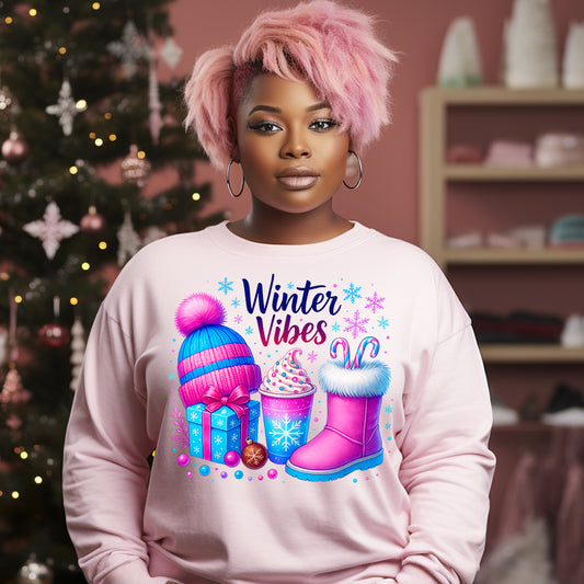 Winter Vibes DTF Transfer - pink