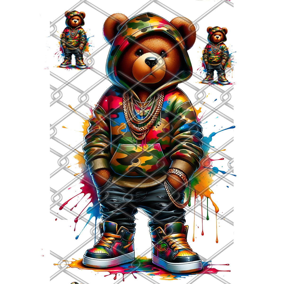 Hooded Bears DTF Transfer Gang Sheet 22x84