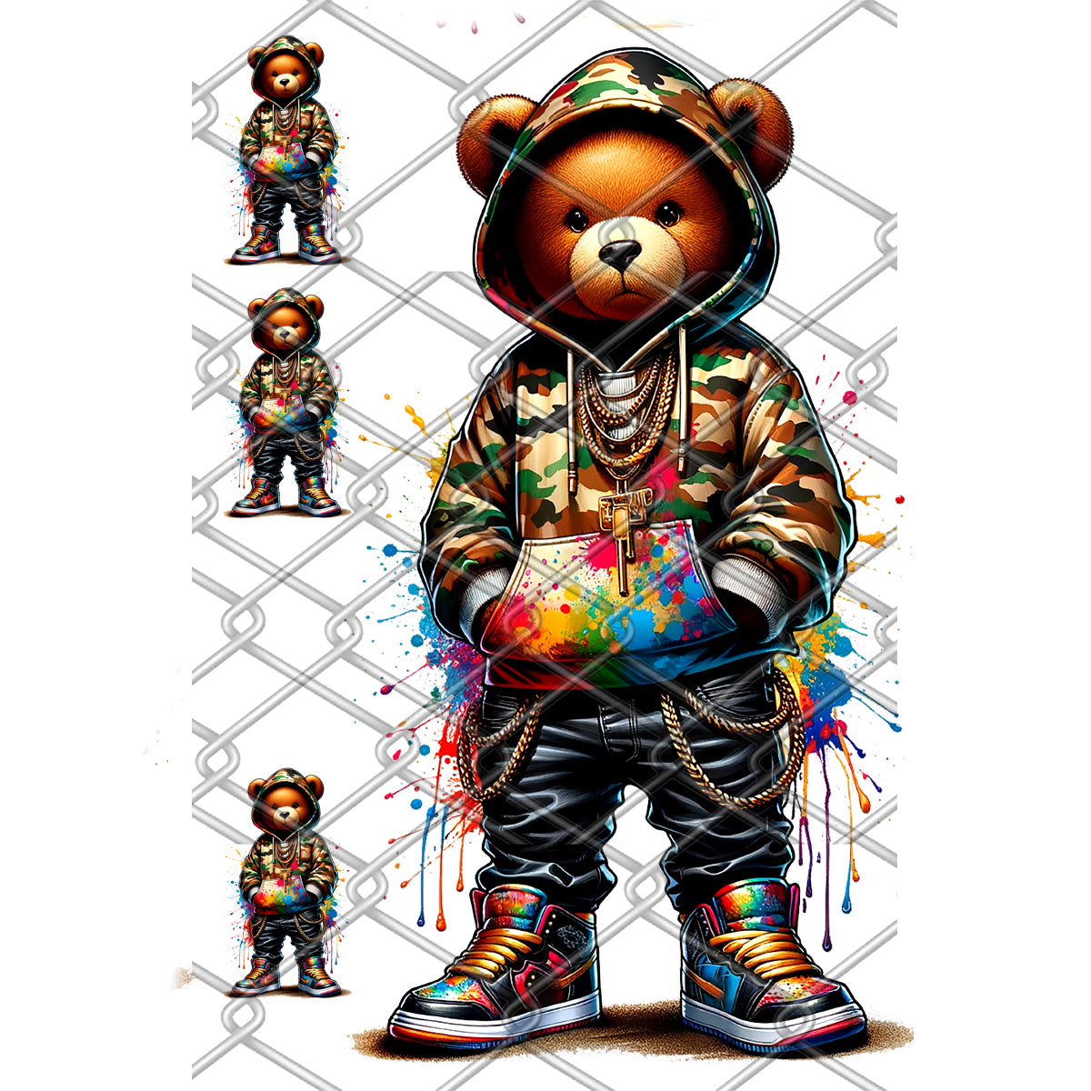 Hooded Bears DTF Transfer Gang Sheet 22x84