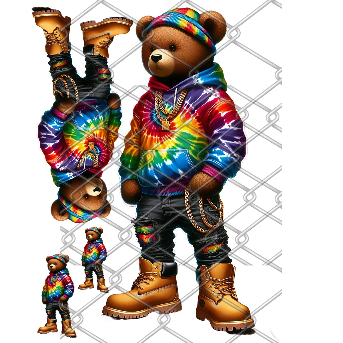 Hooded Bears DTF Transfer Gang Sheet 22x84
