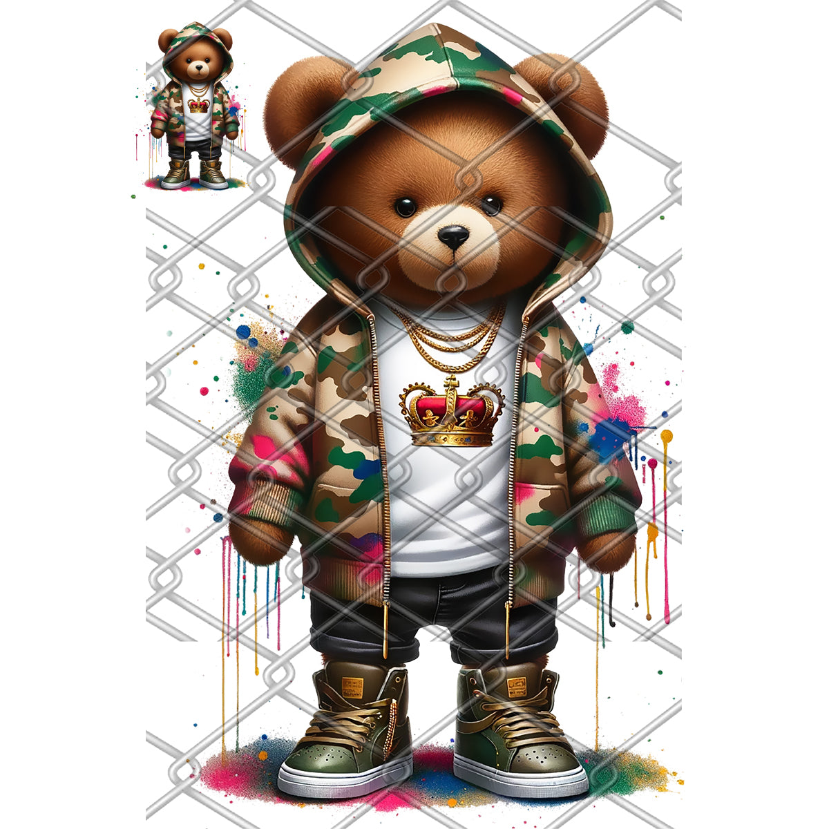 Hooded Bears DTF Transfer Gang Sheet 22x84