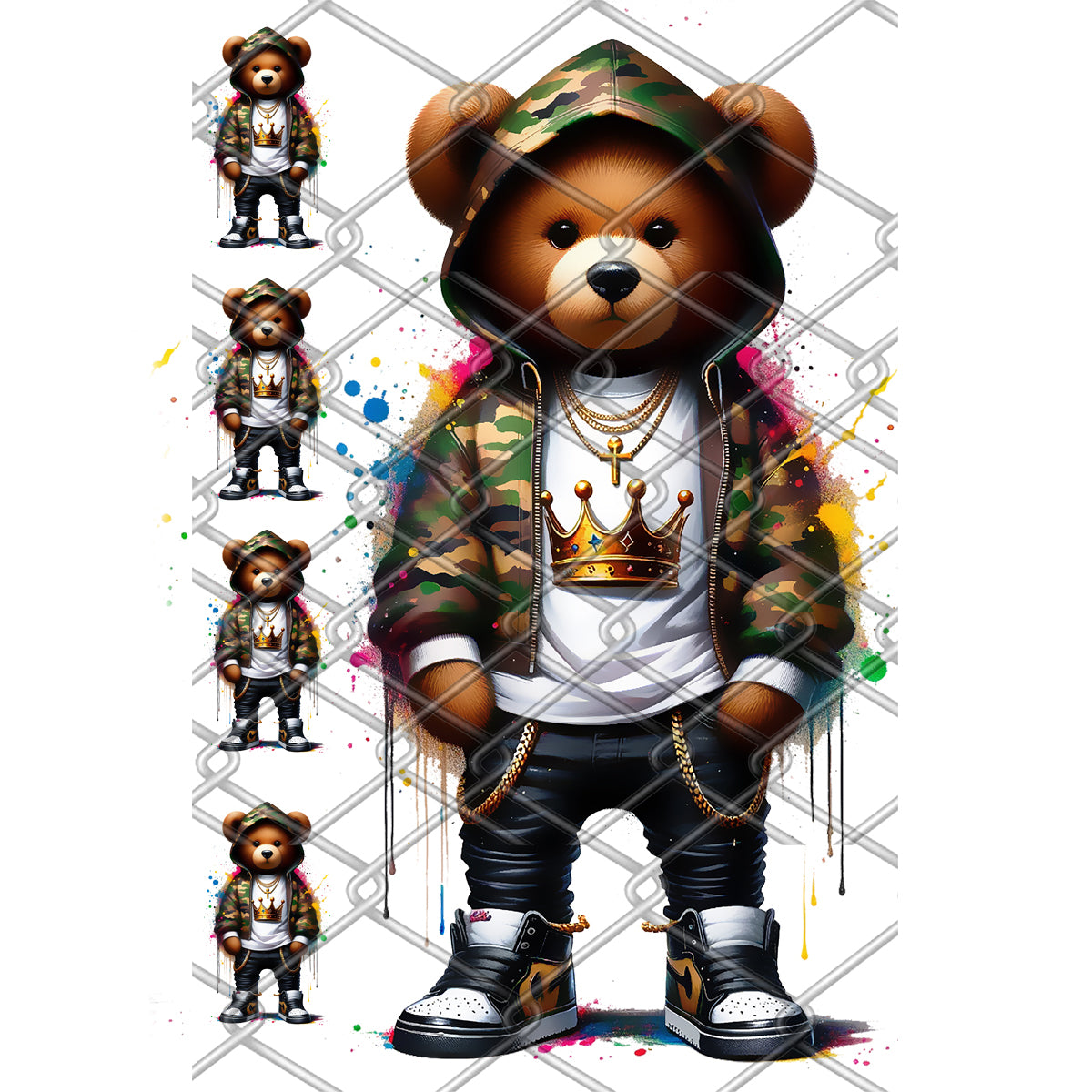 Hooded Bears DTF Transfer Gang Sheet 22x84