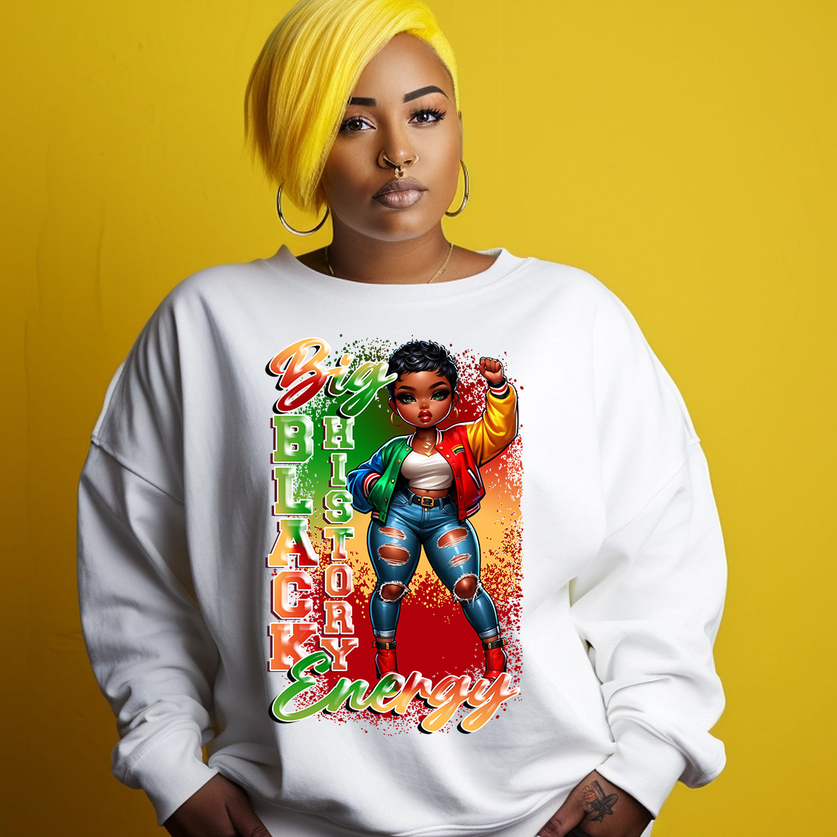Big Black History Energy Pixie Cut DTF Transfer