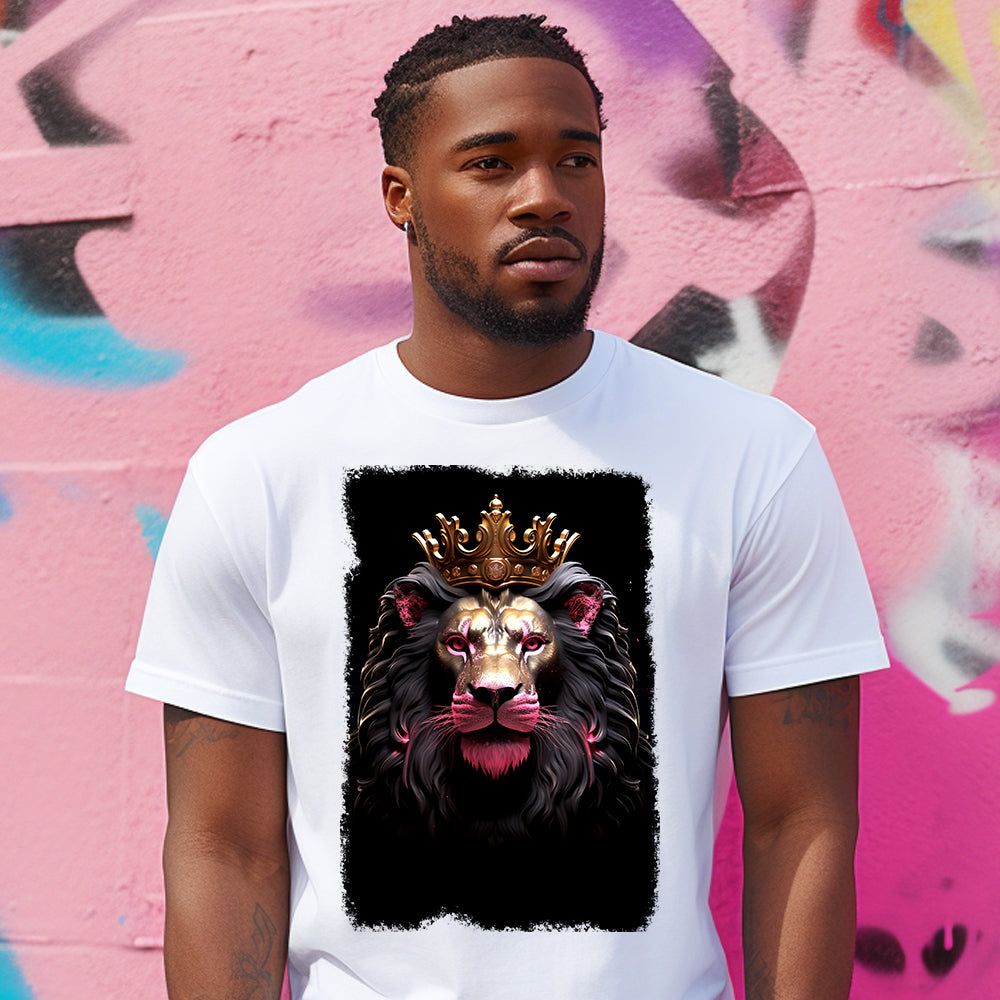 3D Lion Head Pink DTF Transfer