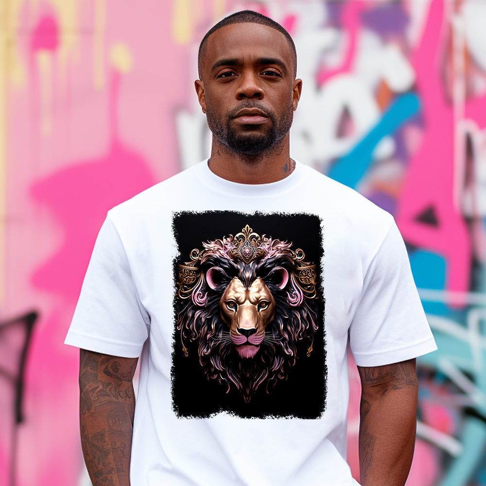 3D Lion Head Pink DTF Transfer