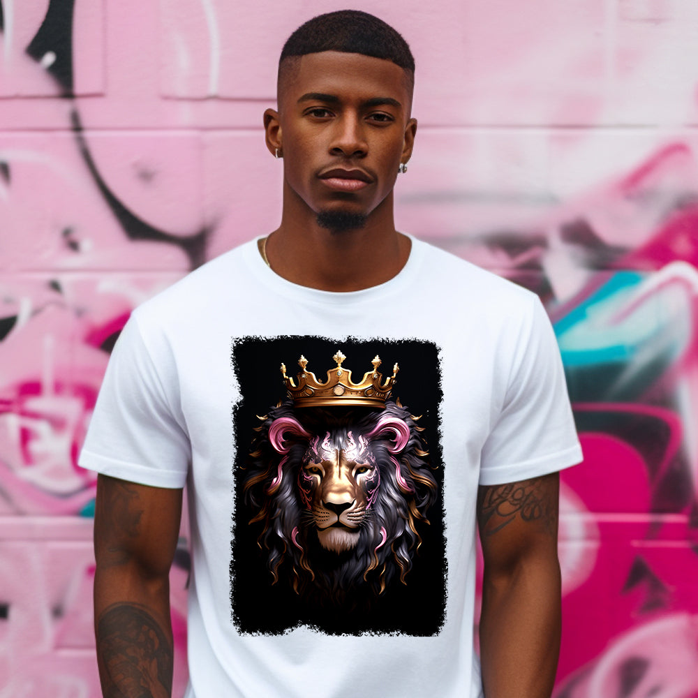3D Lion Head Pink DTF Transfer
