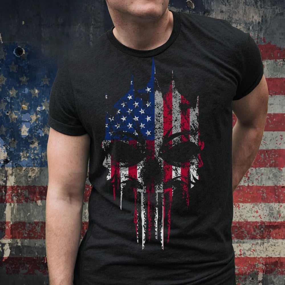 Skull USA Flag DTF Transfer