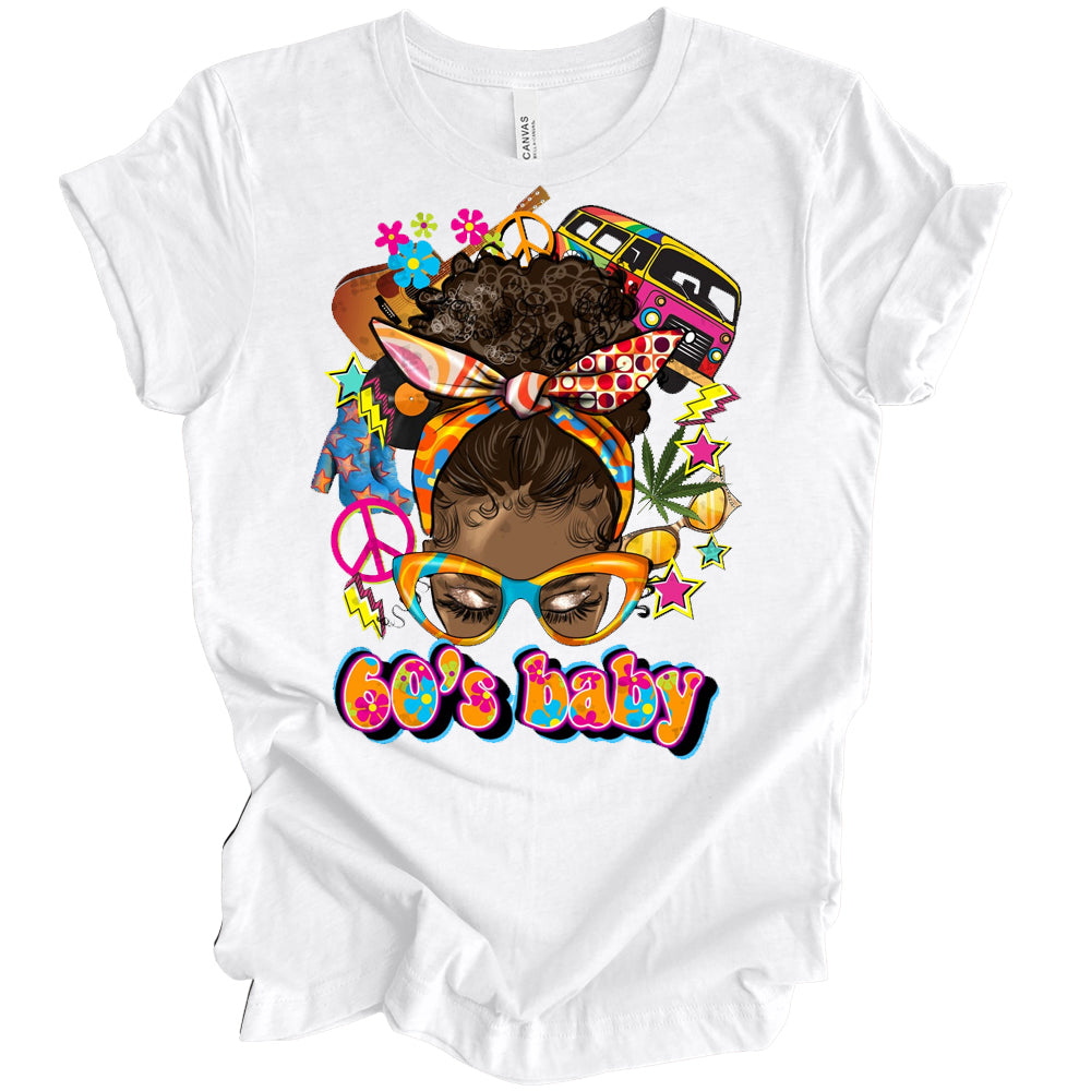 60s Baby Afro Messy Bun DTF Transfer