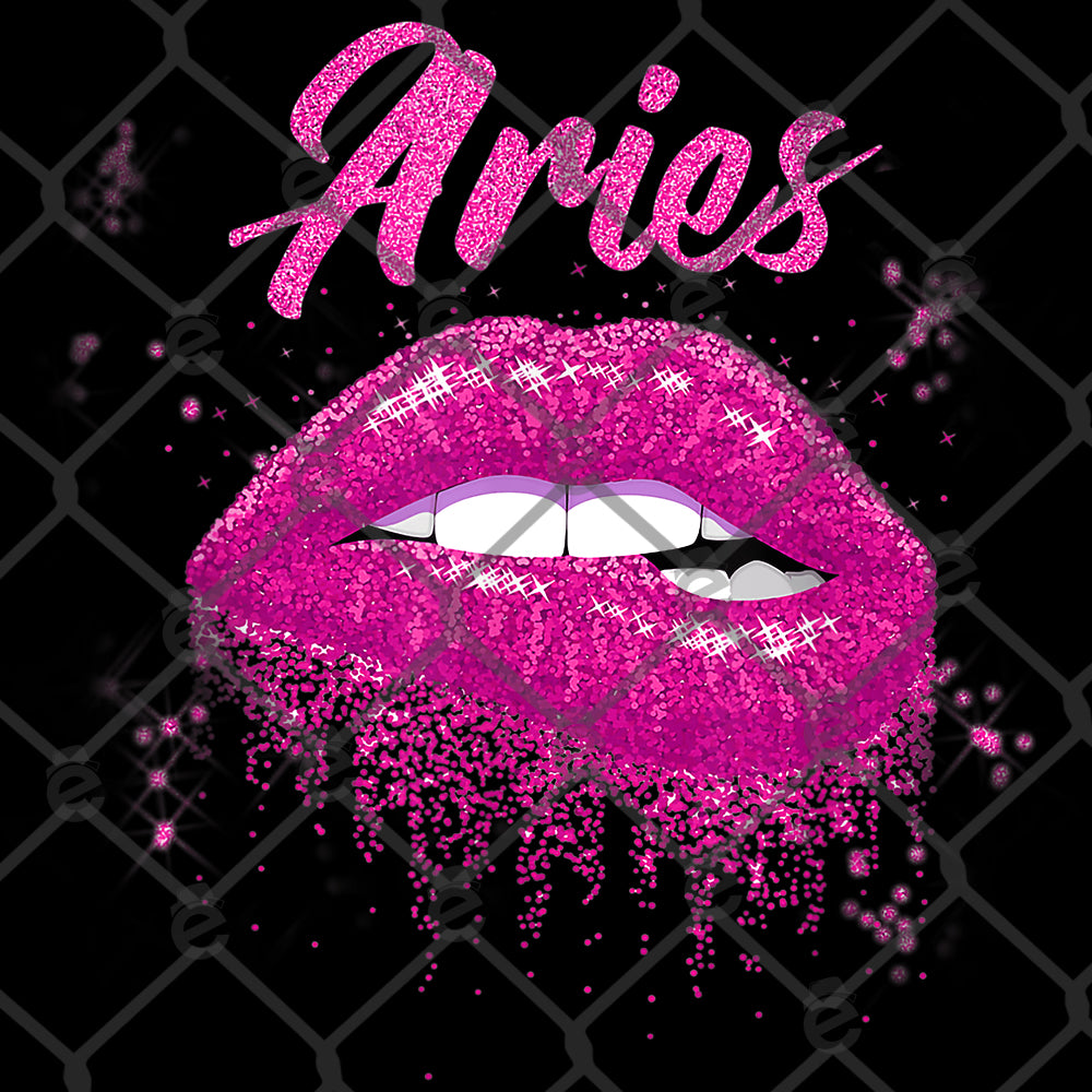 Aries Glitter Lips DTF Transfer