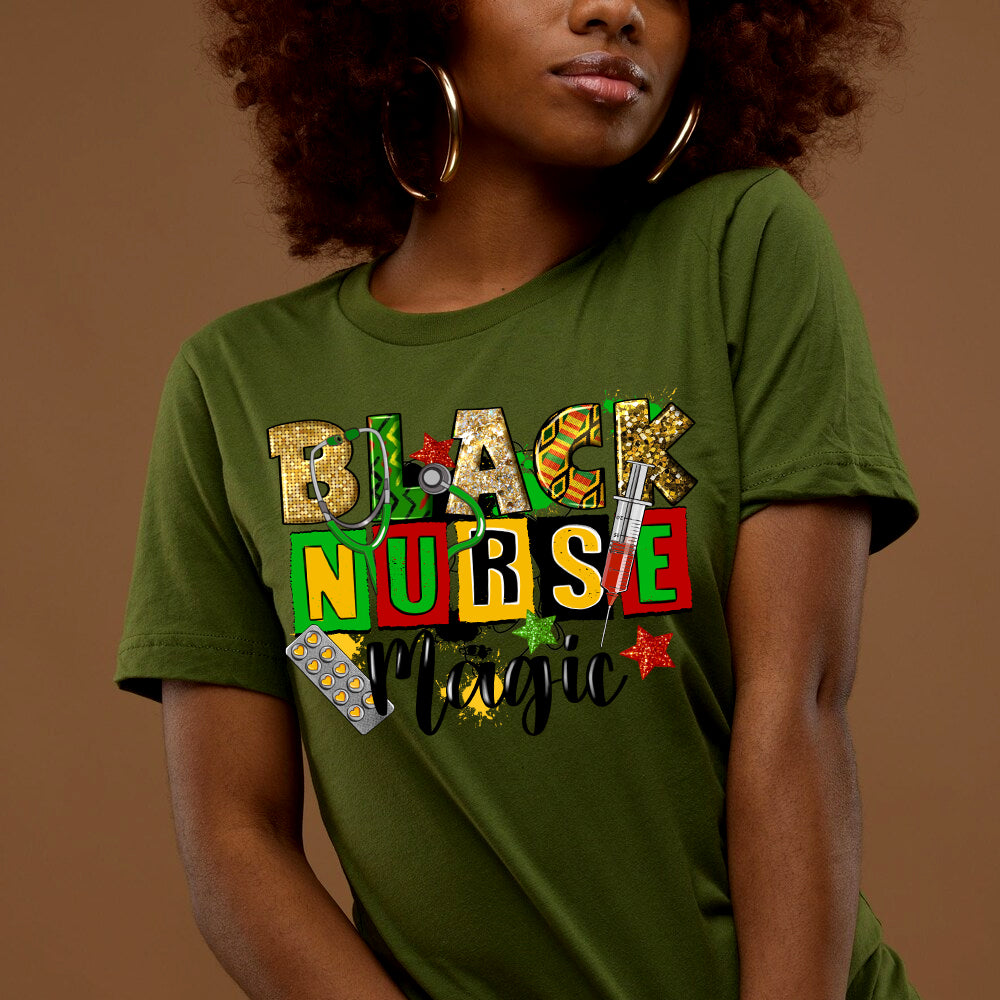 Black Nurse Magic DTF Transfer