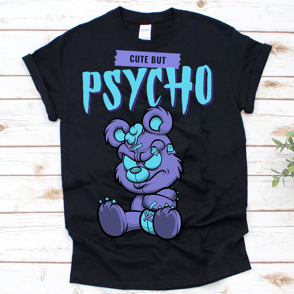 Cute But Psycho Bear DTF Transfer - blue