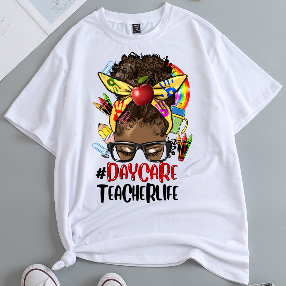 #DaycareTeacher Life Fro Bun DTF Transfer