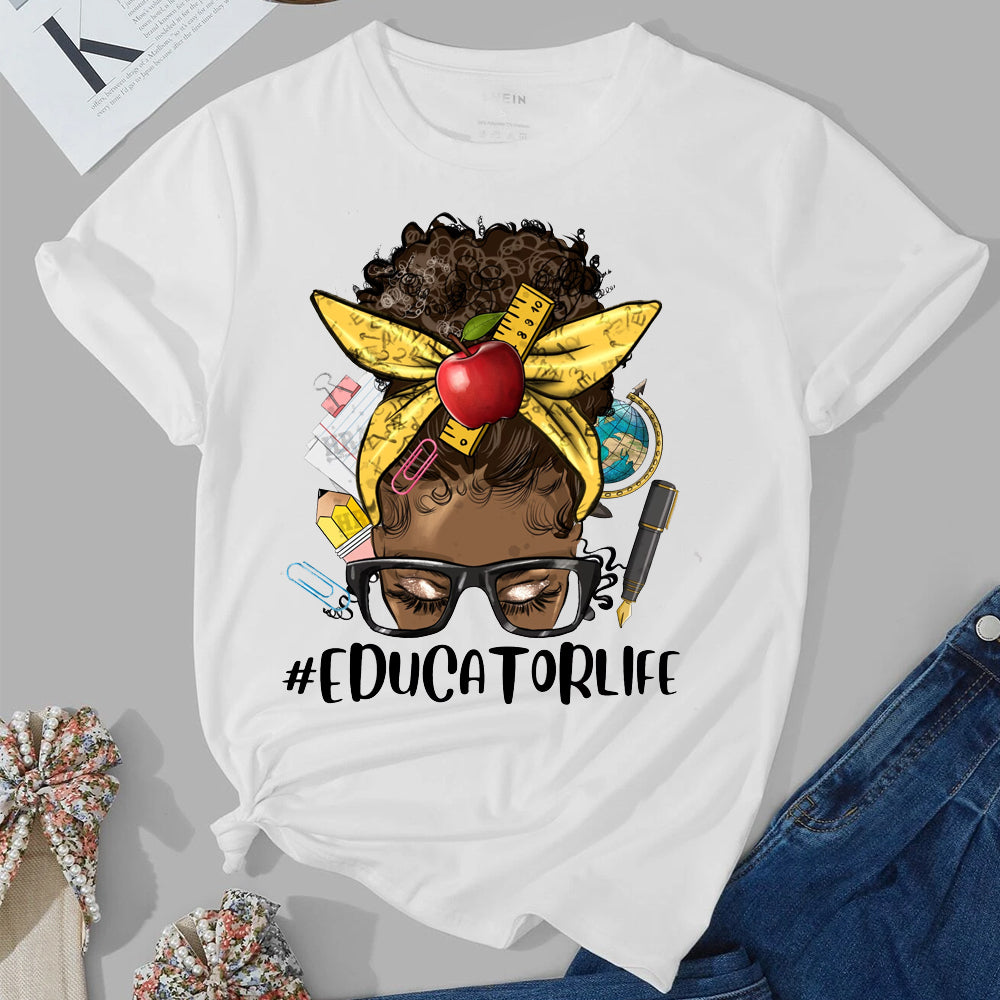 #EducatorLife Messy Afro Bun DTF Transfer