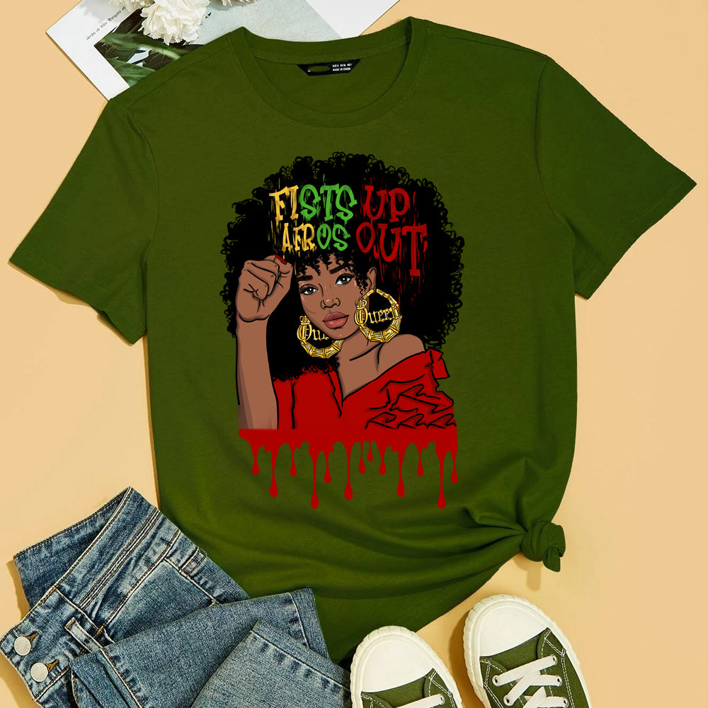 Fists Up Afros Out DTF Transfer